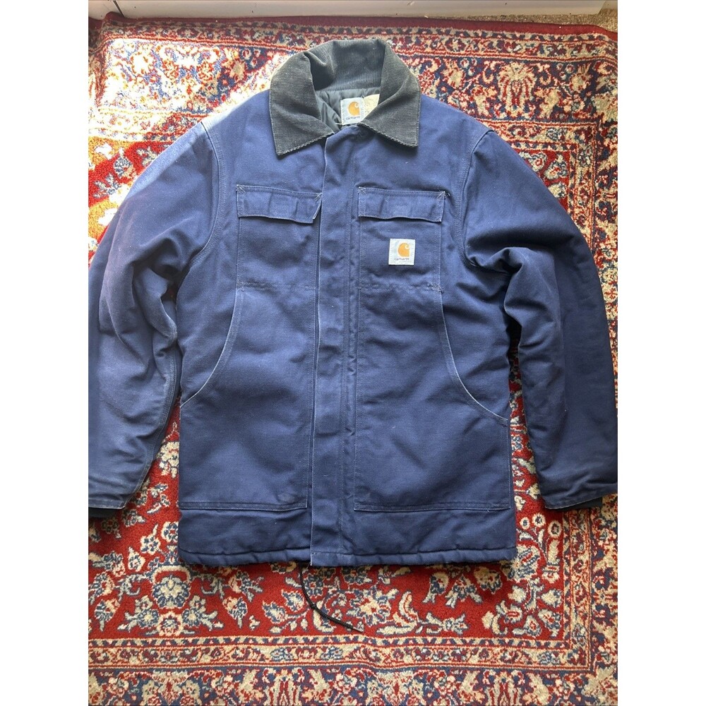 Vintage 40 Carhartt Jacket CQ182 Navy Blue Quilted USA Union Made Casual Work